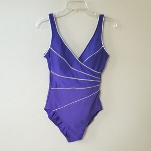 Miraclesuit Purple Horizon Slimming One Piece Swimsuit Beach Vacation Swimwear